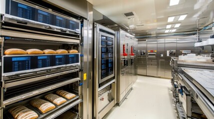 Fully automated bread production line in a commercial bakery