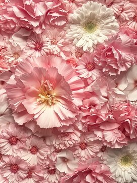 Colorful Floral Arrangement of Pink Blossoms and White Flowers for Background or Decoration Needs in a Soft and Elegant Style
