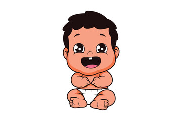 Cute Baby Boy Character Vector Illustration