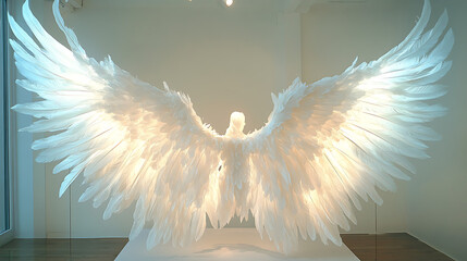 "Pure White Angel Wings Isolated on Transparent Background – Ethereal and Divine Feathered Wings"

