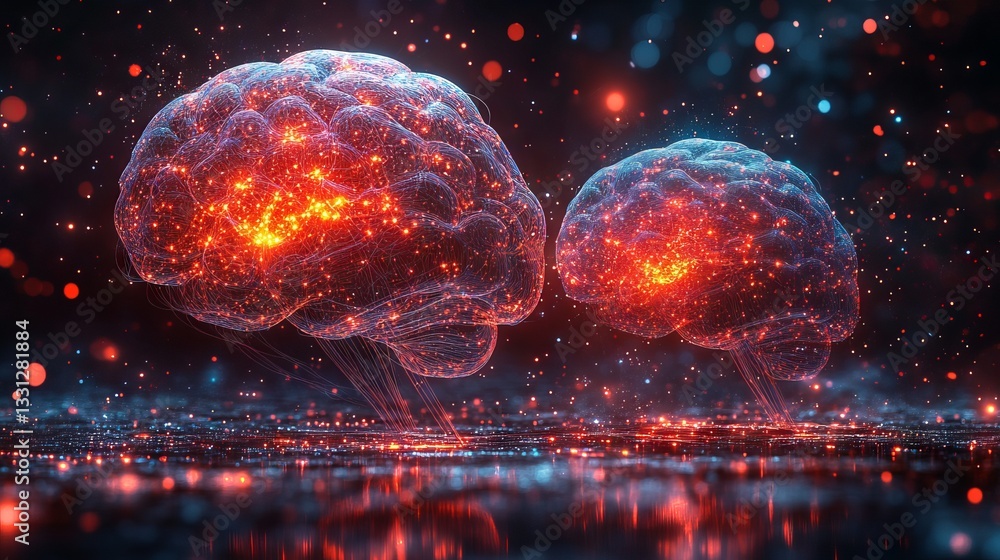 Poster innovative creative brain concept with advanced artificial intelligence and detailed vector science 