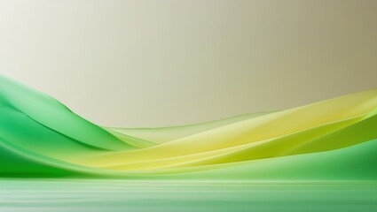 Fototapeta premium Colorful abstract landscape with smooth curves and gradients in shades of green and yellow during daylight