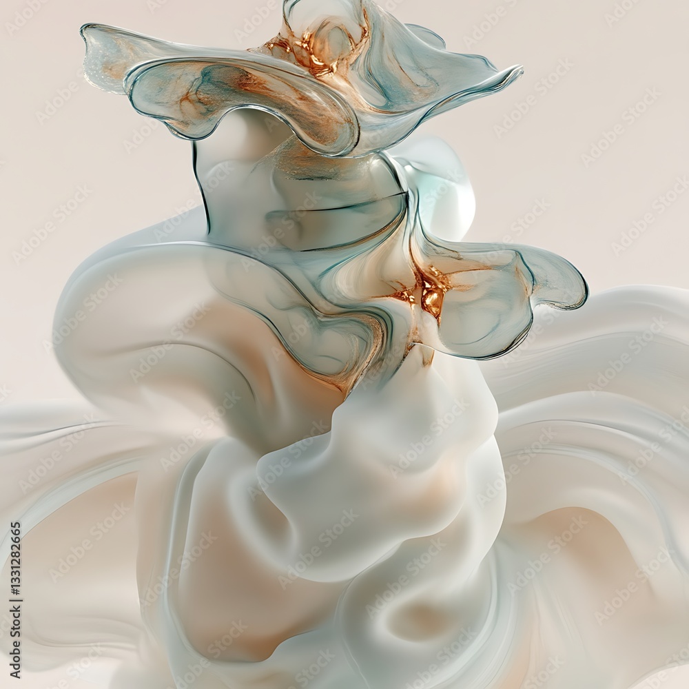 Aufkleber an abstract arrangement featuring flowing forms of translucent material