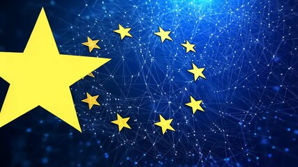 Digital representation of the European Union with stars and network connections symbolizing unity - Powered by Adobe