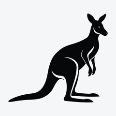 A cute Silhouette kangaroo animal simple flat design vector.