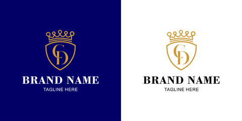 Creative CD Letter Monogram Logo with Shield, Illustration, Design Inspiration, Vector, Icon