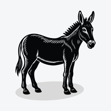 recommend clip art: A cute donkey animal silhouette vector.