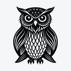 A bird owl animal on a branch on white background vector.