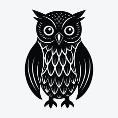 A bird owl animal on a branch on white background vector.