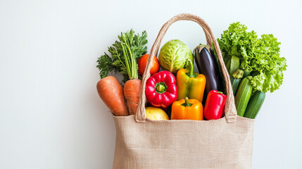 Fresh Vegetables and Fruits in a Shopping Bag, Symbolizing Healthy Living and Natural Choices
