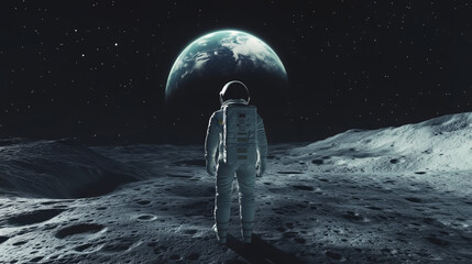 Lunar Gaze: An Astronaut Contemplates Earth from the Moon - Made with Generative AI