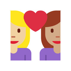 Fototapeta premium Couple with Heart (Women, Blonde and Brunette)