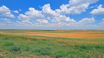 Fototapeta premium Vast Prairie Landscape Under a Summer Sky