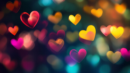 Blurred Heart Shaped Bokeh Lights Background