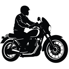 Fototapeta premium silhouette of a person riding a motorcycle illustration black and white
