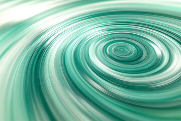 Abstract green swirl pattern with dynamic spiral movement. Fluid teal and white vortex creating energetic visual effect with smooth flowing curves and mesmerizing circular motion.