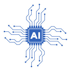 Graphic of AI Microchip with Circuit Connections