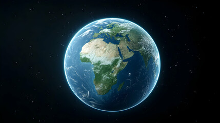 Earth, seen from space, showcasing continents and clouds