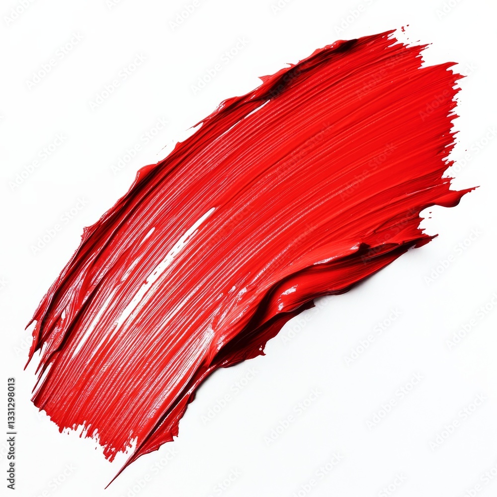 Poster Bold Red: A Brushstroke of Intense Color on Clean White Canvas – Abstract Art or Artistic Sample, High-Resolution Detail