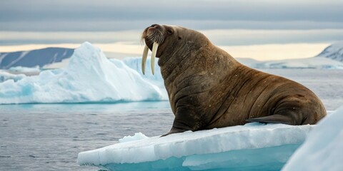 Majestic Walrus Resting Iceberg The