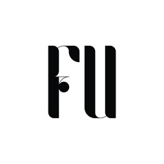 FU monogram logo design letter text name symbol monochrome logotype alphabet character simple logo