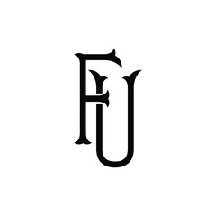 FU monogram logo design letter text name symbol monochrome logotype alphabet character simple logo