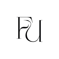 FU monogram logo design letter text name symbol monochrome logotype alphabet character simple logo