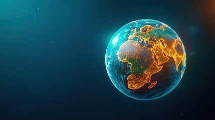 Stunning Earth Globe with Illuminated Continents and Space Background