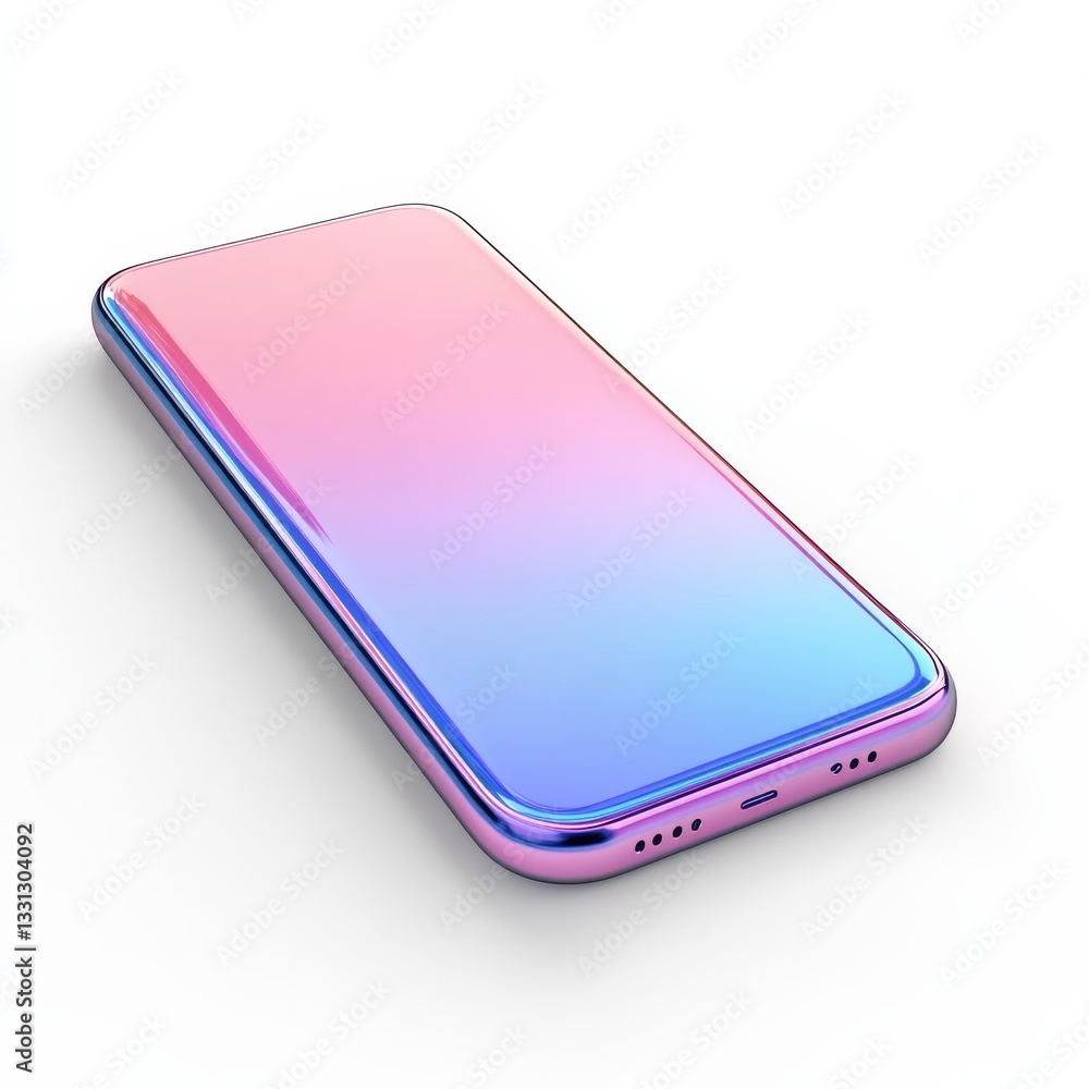 Leinwandbilder sleek and colorful smartphone displaying a gradient of pink and blue, featuring clean lines and mini
