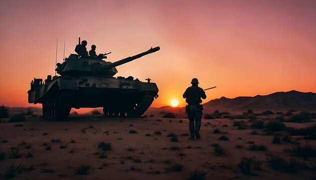 Guerra, carro armato e soldati che avanzano, elicotteri che volano in cielo