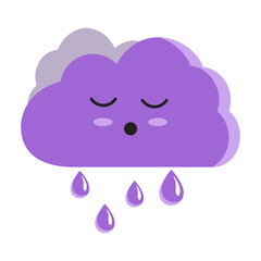 Cute Cartoon Cloud with Raindrops