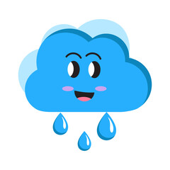 Cute Cartoon Cloud with Raindrops