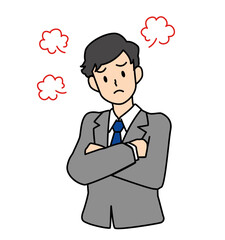 怒るスーツの男性