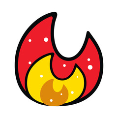 Stylized Flame Illustration in Red and Yellow