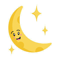 Cute Cartoon Moon Character