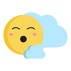 Cute Sun Character with Clouds