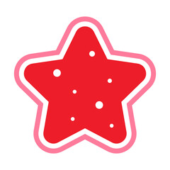 Red Star Icon with White Accents