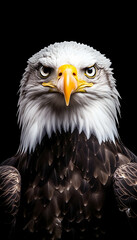 Obraz premium Majestic bald eagle portrait against black background (1)
