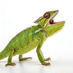 Obraz premium green iguana on white background
