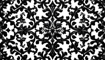 Intricate Black Ornate Pattern with Rich Texture and Timeless Elegance for Sophisticated Design