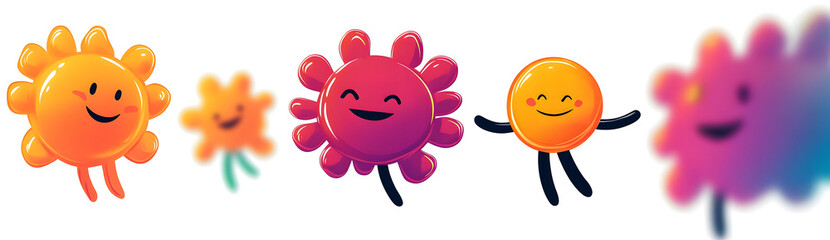 Vector logo design template and graphic elements for advertising, branding, posters and banners, funny cartoon illustrations with smiling character and mascots, abstract stickers and line icons