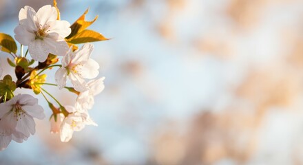 Close-up of blooming cherry blossoms on branch against blurred background