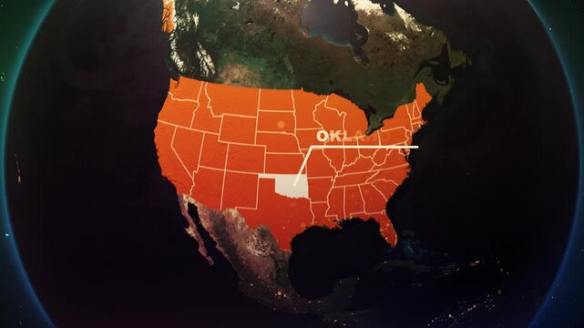 Oklahoma US State Satellite Map Animation V1