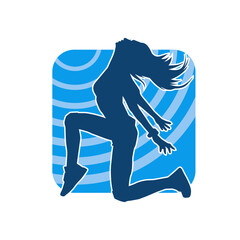 Silhouette of a slim female in dance pose. Silhouette of a woman dancing.