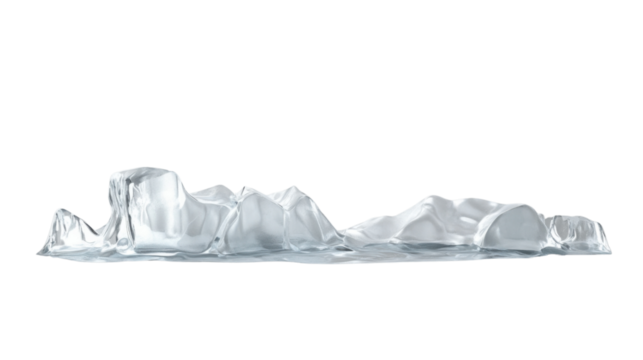 Melting ice floe floating on transparent background: climate change concept