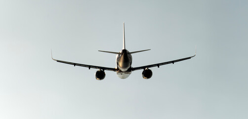 The plane lands at dusk or dawn