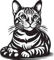 Bengal cat vector in black and white