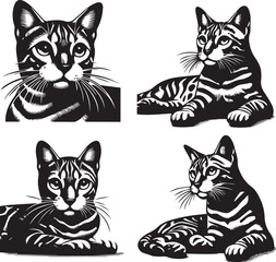 Bengal cat vector in black and white