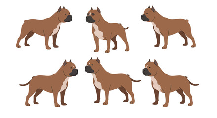 Detailed vector art of playful dogs in different poses showcasing flat design style