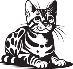 Bengal cat vector in black and white